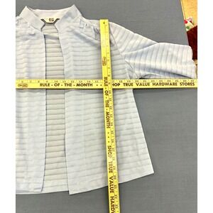 Vintage Sears The Fashion Place Blue Textured Open Front Cardigan Top Women 70's